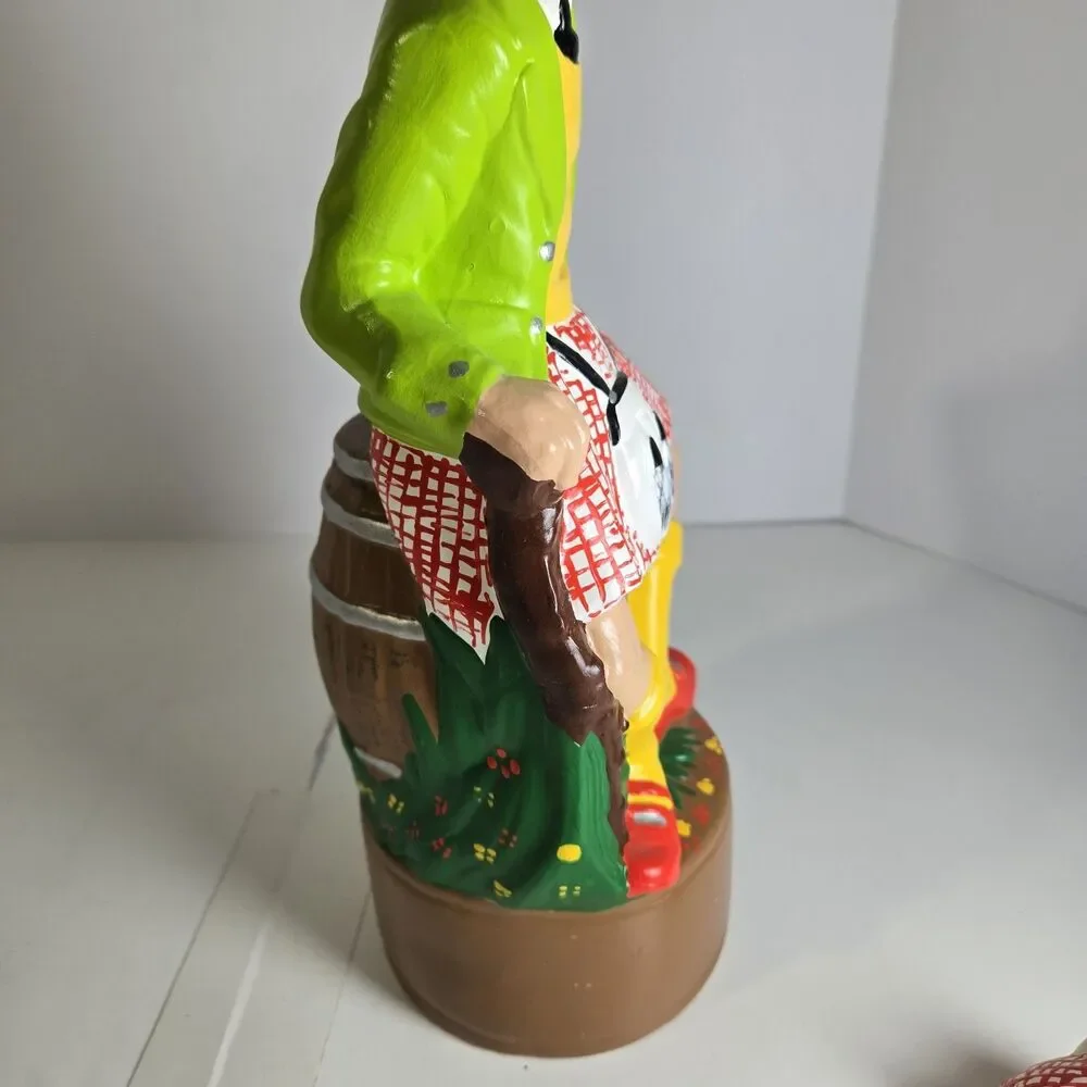 Vintage Ceramic Scottish Man on Barrel Decanter – Hand Painted Barware Figurine